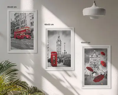 Billedvæg med inspiration røde accenter fra London