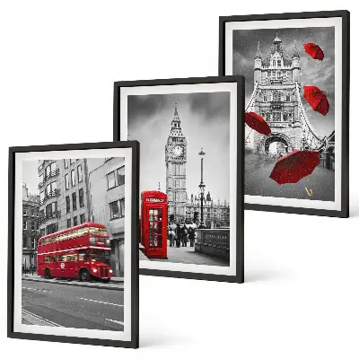 Billedvæg med inspiration røde accenter fra London