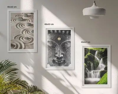 Billedvæg Freden i stenene ved Buda Zen-vandfaldet inspiration