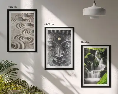 Billedvæg Freden i stenene ved Buda Zen-vandfaldet inspiration