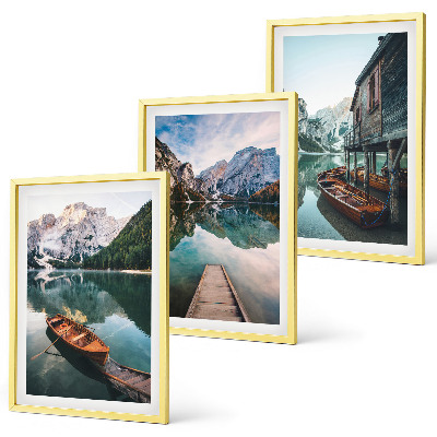 Billedvæg inspiration Sø, bjerge, både, sommerhus