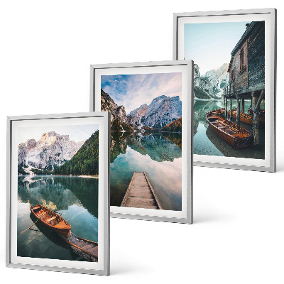 Billedvæg inspiration Sø, bjerge, både, sommerhus