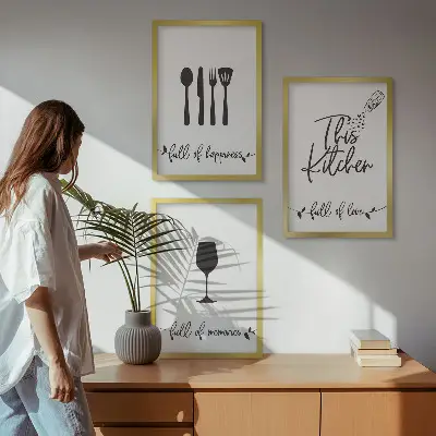 Køkkenredskabsmønstre billedvæg med inspiration