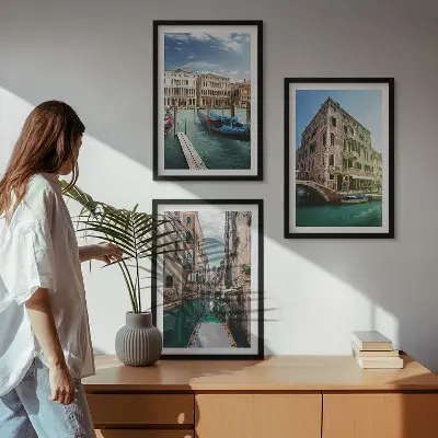 Sengesæt til soveværelset med motiv af arkitekturen i Venedigs kanaler