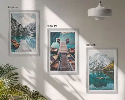 Billedsæt til soveværelset med motiv af sø, broer og bjerge