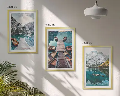 Billedsæt til soveværelset med motiv af sø, broer og bjerge