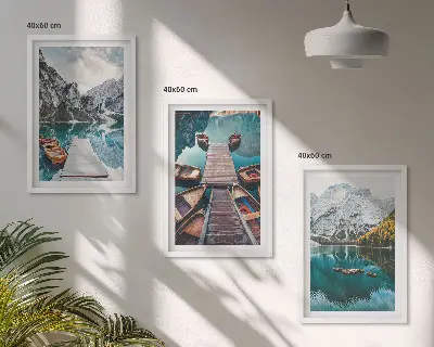 Billedsæt til soveværelset med motiv af sø, broer og bjerge
