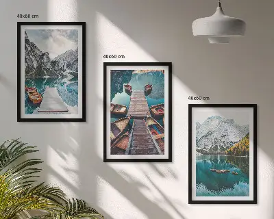 Billedsæt til soveværelset med motiv af sø, broer og bjerge