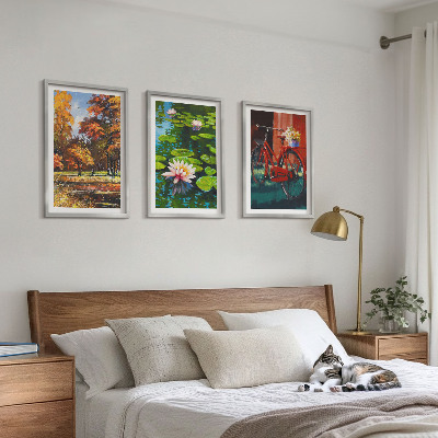 Triptykon billeder med ramme Efterårsfarver liljeterrasse
