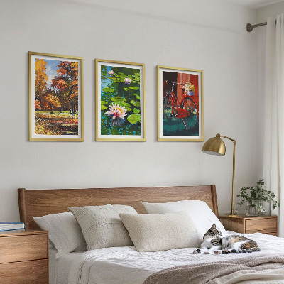 Triptykon billeder med ramme Efterårsfarver liljeterrasse