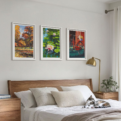 Triptykon billeder med ramme Efterårsfarver liljeterrasse