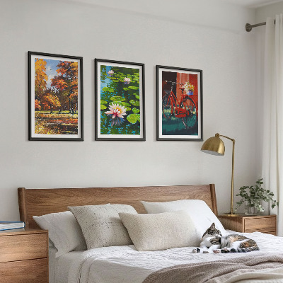 Triptykon billeder med ramme Efterårsfarver liljeterrasse