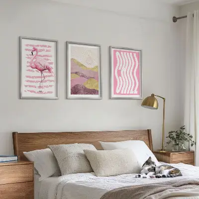 Sengesæt til soveværelset pink flamingo i pastellandskab