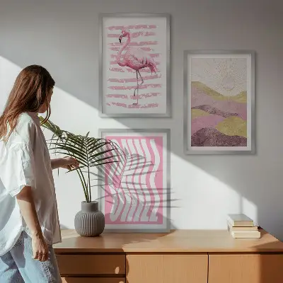 Sengesæt til soveværelset pink flamingo i pastellandskab