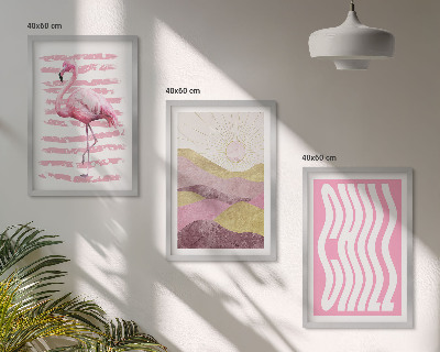 Billedsæt til soveværelset Pink flamingo pastellandskab