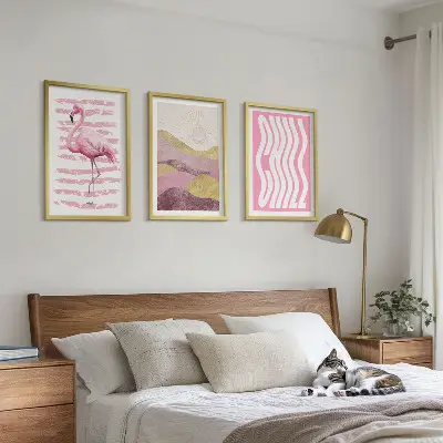 Sengesæt til soveværelset pink flamingo i pastellandskab