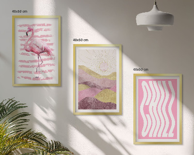 Billedsæt til soveværelset Pink flamingo pastellandskab