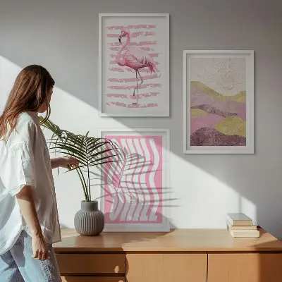 Sengesæt til soveværelset pink flamingo i pastellandskab