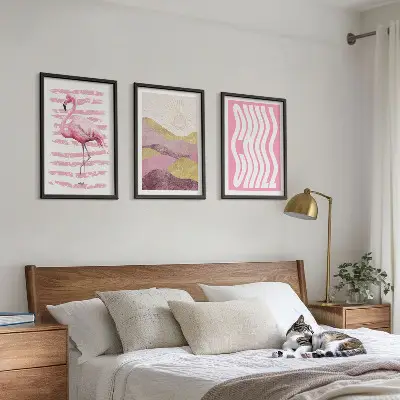 Sengesæt til soveværelset pink flamingo i pastellandskab