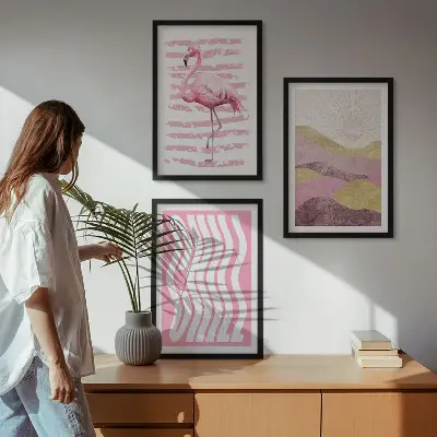Sengesæt til soveværelset pink flamingo i pastellandskab