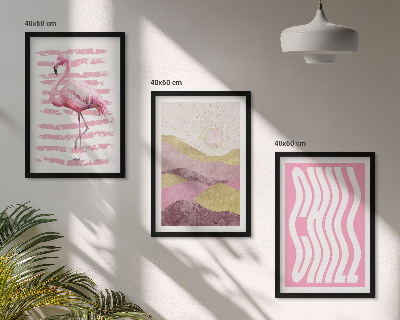 Billedsæt til soveværelset Pink flamingo pastellandskab