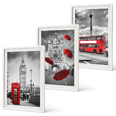 Billedvæg inspiration Rød paraplyboks og London-bus