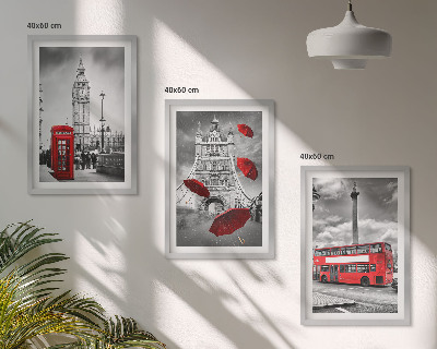 Billedvæg inspiration Rød paraplyboks og London-bus