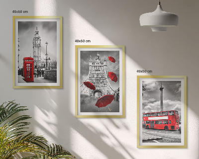 Billedvæg inspiration Rød paraplyboks og London-bus