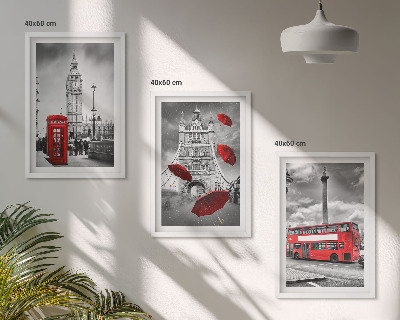Billedvæg inspiration Rød paraplyboks og London-bus