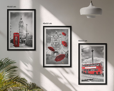 Billedvæg inspiration Rød paraplyboks og London-bus