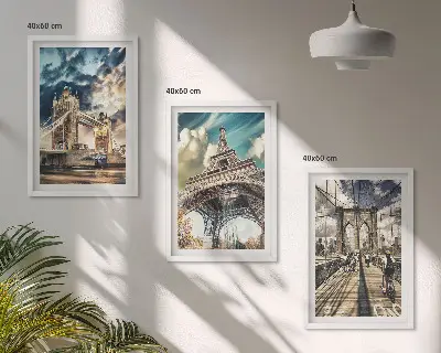Billedsæt til soveværelset med motiver af broer, tårne og europæiske byer