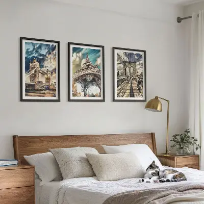 Billedsæt til soveværelset med motiver af broer, tårne og europæiske byer