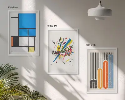 Billedvæg med moderne abstrakte geometrier inspiration til din vægudsmykning