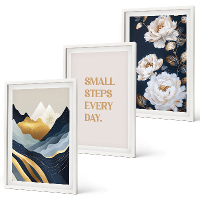 Triptykon billeder med ramme Abstrakte bjerge blomster inspiration