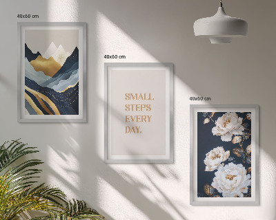 Triptykon billeder med ramme Abstrakte bjerge blomster inspiration
