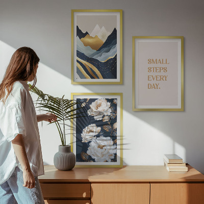Triptykon billeder med ramme Abstrakte bjerge blomster inspiration