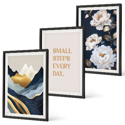 Triptykon billeder med ramme Abstrakte bjerge blomster inspiration