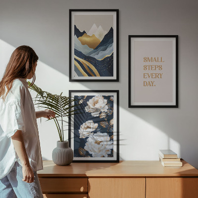 Triptykon billeder med ramme Abstrakte bjerge blomster inspiration