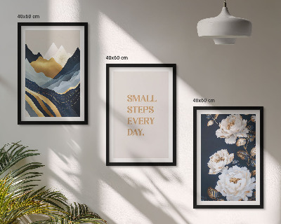 Triptykon billeder med ramme Abstrakte bjerge blomster inspiration