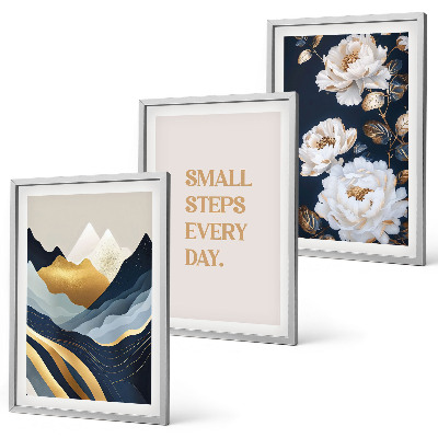 Triptykon billeder med ramme Abstrakte bjerge blomster inspiration