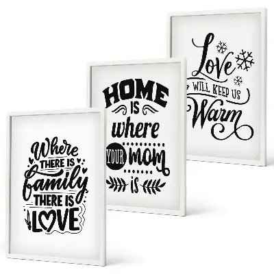 Billedsæt til soveværelset med motiver af familie, kærlighed, hjem og varme