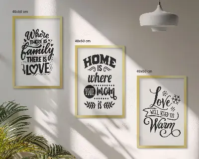 Billedsæt til soveværelset med motiver af familie, kærlighed, hjem og varme