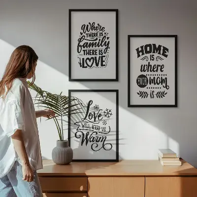 Billedsæt til soveværelset med motiver af familie, kærlighed, hjem og varme