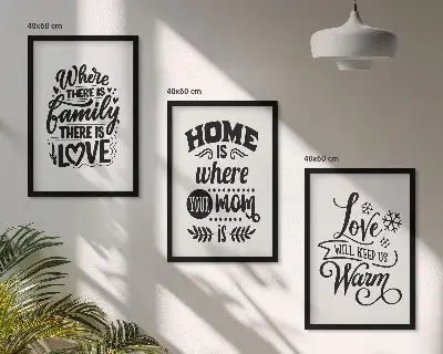 Billedsæt til soveværelset med motiver af familie, kærlighed, hjem og varme