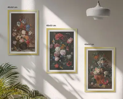 Billedsæt til soveværelset med kompositioner af blomster i vaser