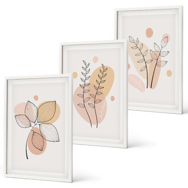Billedvæg inspiration Pastell plantetegninger