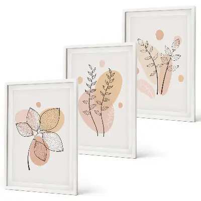 Billedvæg med plantetegninger inspiration med pastelfarvede motiver