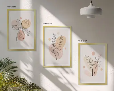 Billedvæg med plantetegninger inspiration med pastelfarvede motiver