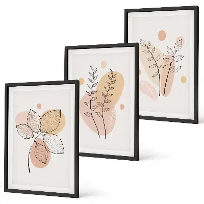 Billedvæg med plantetegninger inspiration med pastelfarvede motiver