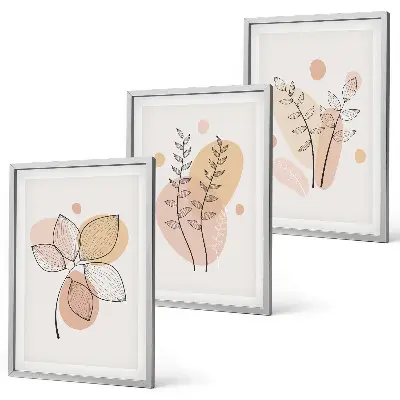 Billedvæg med plantetegninger inspiration med pastelfarvede motiver